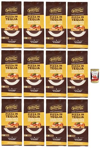 Molino Vigevano Farine Professionali Pizza in Teglia, Mehltyp "0" für Pizzen in der Pfanne, Professionelle Mehl 12x 500 g + Italian Gourmet polpa 400g Molino Vigevano Farine Professionali Pizza in Teglia, Mehltyp "0" für Pizzen in der Pfanne, Professionelle Mehl 12x 500 g + Italian Gourmet polpa 400g von Italian Gourmet E.R.