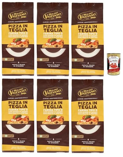 Molino Vigevano Farine Professionali Pizza in Teglia, Mehltyp "0" für Pizzen in der Pfanne, Professionelle Mehl 6x 500 g + Italian Gourmet polpa 400g Molino Vigevano Farine Professionali Pizza in Teglia, Mehltyp "0" für Pizzen in der Pfanne, Professionelle Mehl 6x 500 g + Italian Gourmet polpa 400g von Italian Gourmet E.R.