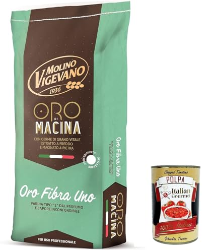 Molino Vigevano Oro Fibra 1, Mehl "Typ 1", langes Sauerteig, ideal für herzhafte und Desserts. Professionelle Mehl. Packung von 10 kg Molino Vigevano Oro Fibra 1, Mehl "Typ 1", langes Sauerteig, ideal für herzhafte und Desserts. Professionelle Mehl. Packung von 10 kg von Italian Gourmet E.R.