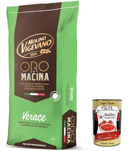 Molino Vigevano Verace Oro, Mehl "Typ 0", Tagesanwälte, ideal für herzhafte. Packung von 10 kg + Italian Gourmer polpa 400g von Italian Gourmet E.R.