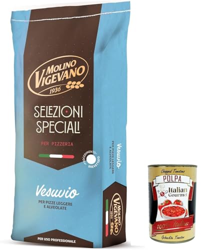 Molino Vigevano Veusvio, Mehl "Typ 0", Langer Sauerteig, ideal für neapolitanische Pizza, professionelle Mehl. Packung von 10 kg + italian Gourmet polpa 400g Molino Vigevano Veusvio, Mehl "Typ 0", Langer Sauerteig, ideal für neapolitanische Pizza, professionelle Mehl. Packung von 10 kg + italian Gourmet polpa 400g von Italian Gourmet E.R.