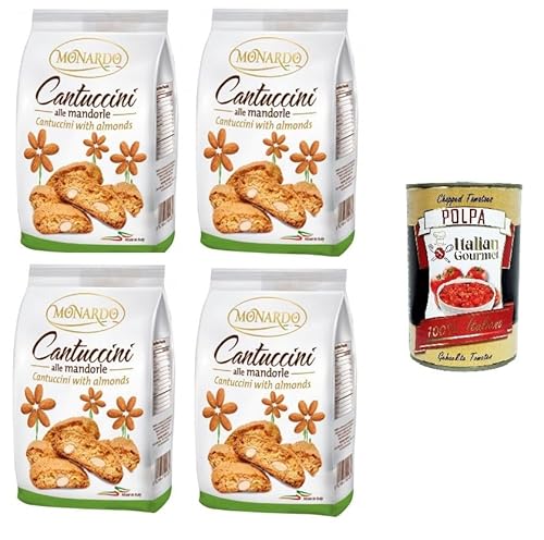 Monardo Cantuccini mit Mandeln, Mandel-Kekse, 4x150gr + Italian gourmet polpa 400g Monardo Cantuccini mit Mandeln, Mandel-Kekse, 4x150gr + Italian gourmet polpa 400g von Italian Gourmet E.R.