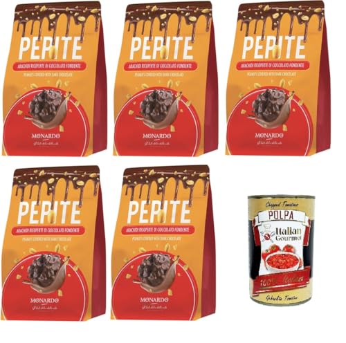 Monardo Pepite,Arachidi ricoperte di cioccolato fondente, Erdnüsse mit dunkler Schokolade überzogen, 5x150gr + Italian Gourmet polpa 400g Monardo Pepite,Arachidi ricoperte di cioccolato fondente, Erdnüsse mit dunkler Schokolade überzogen, 5x150gr + Italian Gourmet polpa 400g von Italian Gourmet E.R.