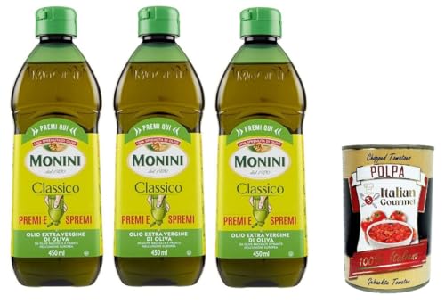 Monini Classico Premi e Spremi Olio Extra Vergine di Oliva Squeeze Natives Olivenöl Extra PET 3x 450ml+ Italian Gourmet Polpa di Pomodoro 400g Monini Classico Premi e Spremi Olio Extra Vergine di Oliva Squeeze Natives Olivenöl Extra PET 3x 450ml+ Italian Gourmet Polpa di Pomodoro 400g von Italian Gourmet E.R.
