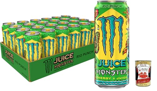Monster Energy Drink Dose Tropical Juice Rio Punch, mit Noten von süßem Papaya, Vanilleeiscreme, 24x 500 ml, flavored soft drink + Italian gourmet polpa 400g von Italian Gourmet E.R.