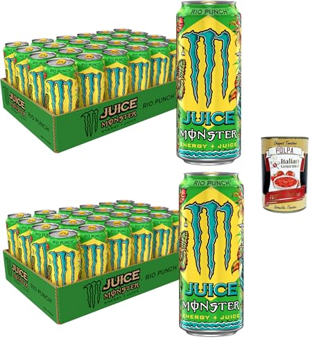 Monster Energy Drink Dose Tropical Juice Rio Punch, mit Noten von süßem Papaya, Vanilleeiscreme, 48x 500 ml, flavored soft drink + Italian gourmet polpa 400g Monster Energy Drink Dose Tropical Juice Rio Punch, mit Noten von süßem Papaya, Vanilleeiscreme, 48x 500 ml, flavored soft drink + Italian gourmet polpa 400g von Italian Gourmet E.R.