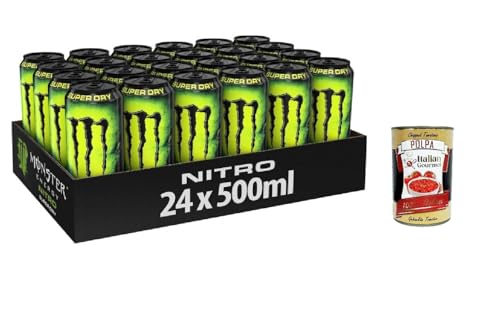 Monster Energy Nitro Super Dry - koffeinhaltiger Energy Drink mit fruchtigem Geschmack - in praktischen Einweg Dosen (24 x 500 ml) + Italian Gourmet polpa 400g von Italian Gourmet E.R.