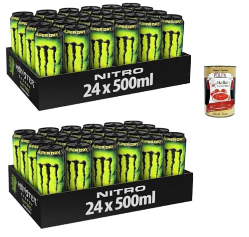 Monster Energy Nitro Super Dry - koffeinhaltiger Energy Drink mit fruchtigem Geschmack - in praktischen Einweg Dosen (48 x 500 ml) + Italian Gourmet polpa 400g von Italian Gourmet E.R.