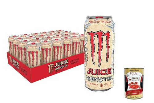Monster Energy Pacific Punch - koffeinhaltiger Energy Drink mit erfrischendem Punsch-Geschmack aus Himbeere, Guave und Kirsche - in praktischen Einweg Dosen (24 x 500 ml) + Italian Gourmet polpa 400g von Italian Gourmet E.R.