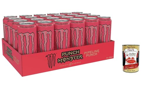 Monster Energy Pipeline Punch - koffeinhaltiger Energy Drink mit erfrischendem Punsch-Geschmack aus Maracuja, Orange und Guave - in praktischen Dosen (24 x 500 ml) + Italian Gourmet polpa 400g von Italian Gourmet E.R.