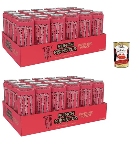 Monster Energy Pipeline Punch - koffeinhaltiger Energy Drink mit erfrischendem Punsch-Geschmack aus Maracuja, Orange und Guave - in praktischen Dosen (48 x 500 ml) + Italian Gourmet polpa 400g von Italian Gourmet E.R.