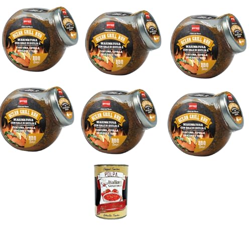 Montosco Ocean Grill Rub Mariniert mit sizilianischem Salz, Kurkuma, Zwiebeln, Oregano und Thymian 6x155gr + Italian Gourmet Polpa di Pomodoro 400g Montosco Ocean Grill Rub Mariniert mit sizilianischem Salz, Kurkuma, Zwiebeln, Oregano und Thymian 6x155gr + Italian Gourmet Polpa di Pomodoro 400g von Italian Gourmet E.R.