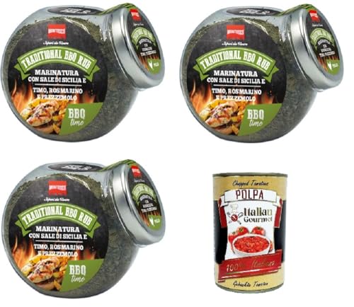Montosco Traditional BBQ Rub Traditioneller Montosco BBQ Rub, mariniert mit sizilianischem Salz, Thymian, Rosmarin und Petersilie 3x155gr+ Italian Gourmet Polpa di Pomodoro 400g Montosco Traditional BBQ Rub Traditioneller Montosco BBQ Rub, mariniert mit sizilianischem Salz, Thymian, Rosmarin und Petersilie 3x155gr+ Italian Gourmet Polpa di Pomodoro 400g von Italian Gourmet E.R.
