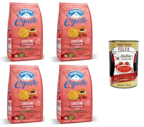 Monviso égusto Crustini Al peperoncino Crustini mit Chilischote 4x 120gr + Italian Gourmet polpa 400g Monviso égusto Crustini Al peperoncino Crustini mit Chilischote 4x 120gr + Italian Gourmet polpa 400g von Italian Gourmet E.R.
