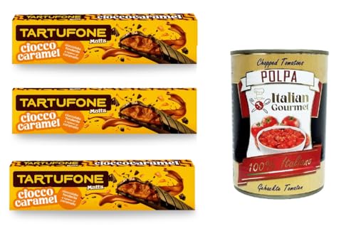 Motta Tartufone Ciocco Caramel Barra Cioccolato Fondente e Caramello Ciocco Karamell-Riegel aus dunkler Schokolade und Karamell, 3x 150 g + Italian Gourmet polpa 400g Motta Tartufone Ciocco Caramel Barra Cioccolato Fondente e Caramello Ciocco Karamell-Riegel aus dunkler Schokolade und Karamell, 3x 150 g + Italian Gourmet polpa 400g von Italian Gourmet E.R.