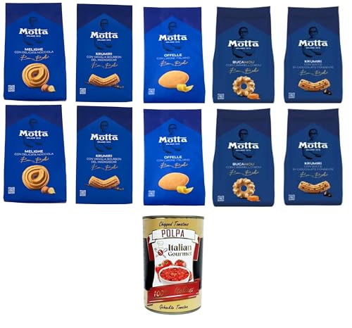 Motta Testpaket Krumiri, Krumiri mit dunklen Schokoladenstückchen, Offelle Zitrone, Melighe Haselnuss , BucaMou Karamell 10x 290gr + Italian Gourmet polpa 400g Motta Testpaket Krumiri, Krumiri mit dunklen Schokoladenstückchen, Offelle Zitrone, Melighe Haselnuss , BucaMou Karamell 10x 290gr + Italian Gourmet polpa 400g von Italian Gourmet E.R.