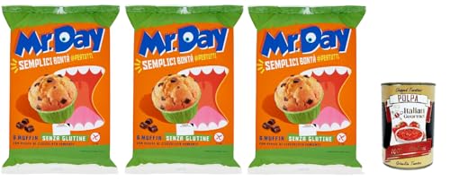 Mr.Day - Glutenfreie Muffins mit dunklen Schokoladennuggets, laktosefreier und palmölfreier Snack, ideal zum Frühstück, Snack oder Kuchen, Gluten free, 3x 252 gr + Italian Gourmet polpa 400g Mr.Day - Glutenfreie Muffins mit dunklen Schokoladennuggets, laktosefreier und palmölfreier Snack, ideal zum Frühstück, Snack oder Kuchen, Gluten free, 3x 252 gr + Italian Gourmet polpa 400g von Italian Gourmet E.R.