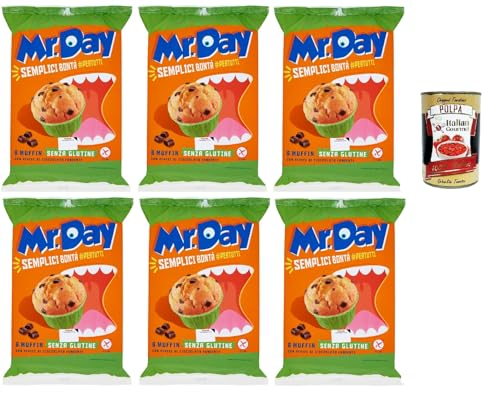 Mr.Day - Glutenfreie Muffins mit dunklen Schokoladennuggets, laktosefreier und palmölfreier Snack, ideal zum Frühstück, Snack oder Kuchen, Gluten free, 6x 252 gr + Italian Gourmet polpa 400g Mr.Day - Glutenfreie Muffins mit dunklen Schokoladennuggets, laktosefreier und palmölfreier Snack, ideal zum Frühstück, Snack oder Kuchen, Gluten free, 6x 252 gr + Italian Gourmet polpa 400g von Italian Gourmet E.R.