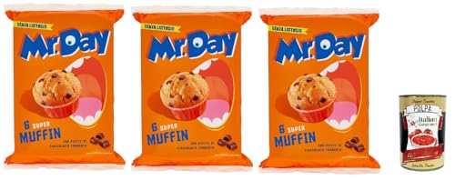 Mr.Day - Muffins Super mit dunklen Schokoladenstückchen, laktosefreier und palmölfreier Snack, ideal zum Frühstück, Snack oder kuchen, 3x 300 gr + Italian Gourmet plpa 400g Mr.Day - Muffins Super mit dunklen Schokoladenstückchen, laktosefreier und palmölfreier Snack, ideal zum Frühstück, Snack oder kuchen, 3x 300 gr + Italian Gourmet plpa 400g von Italian Gourmet E.R.