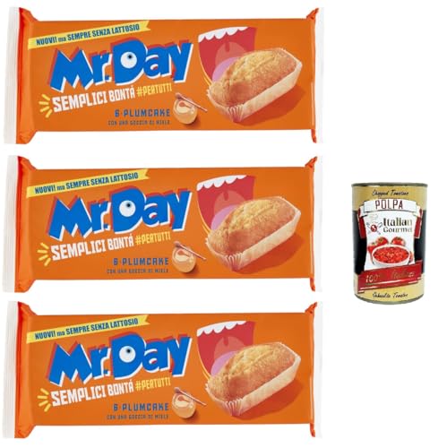 Mr.Day - Plumcake Classico mit fettarmem Joghurt und Honig, laktosefreier und palmölfreier Snack, ideal zum Frühstück, Snack oder Kuchen, 3x 190 gr + Italian Gourmet polpa 400g Mr.Day - Plumcake Classico mit fettarmem Joghurt und Honig, laktosefreier und palmölfreier Snack, ideal zum Frühstück, Snack oder Kuchen, 3x 190 gr + Italian Gourmet polpa 400g von Italian Gourmet E.R.