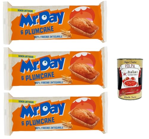 Mr.Day - Plumcake Integrale mit 100% Vollkornmehl, laktosefreier und palmölfreier Snack, ideal zum Frühstück, Snack oder Kuchen, 3x 190 gr + Italian Gourmet polpa 400g Mr.Day - Plumcake Integrale mit 100% Vollkornmehl, laktosefreier und palmölfreier Snack, ideal zum Frühstück, Snack oder Kuchen, 3x 190 gr + Italian Gourmet polpa 400g von Italian Gourmet E.R.