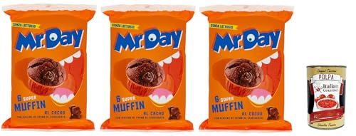 Mr.Day - Super Kakao Muffin mit Schokoladenfüllung, laktosefreier und palmölfreier Snack, ideal zum Frühstück, Snack oder Nachmittag, 3x 300 gr + Italian Gourmet polpa 400g Mr.Day - Super Kakao Muffin mit Schokoladenfüllung, laktosefreier und palmölfreier Snack, ideal zum Frühstück, Snack oder Nachmittag, 3x 300 gr + Italian Gourmet polpa 400g von Italian Gourmet E.R.