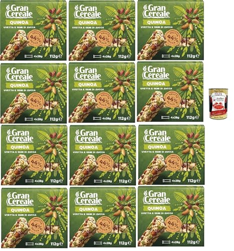 Mulino Bianco, Gran Cereale, Snack Riegel mit getrockneten Früchten, Rosinen, Kürbiskerne und geblasener Quinoa, 12x 112 g + Italian Gourmet polpa 400g Mulino Bianco, Gran Cereale, Snack Riegel mit getrockneten Früchten, Rosinen, Kürbiskerne und geblasener Quinoa, 12x 112 g + Italian Gourmet polpa 400g von Italian Gourmet E.R.