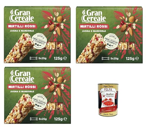 Mulino Bianco, Gran Cereale - Snack, Riegel mit 4 Getreide Mandeln und Blaubeeren - Frühstück und süße Snacks- 3x 125 gr + Italian Gourmet polpa 400g Mulino Bianco, Gran Cereale - Snack, Riegel mit 4 Getreide Mandeln und Blaubeeren - Frühstück und süße Snacks- 3x 125 gr + Italian Gourmet polpa 400g von Italian Gourmet E.R.