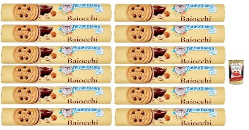 Mulino Bianco Baiocchi Biscotti Snack Farciti con Crema alla Nocciola e Cacao, Snack Kekse mit Haselnusscreme und Kakao gefüllt, 12x 168 g + Italian Gourmet polpa 400g Mulino Bianco Baiocchi Biscotti Snack Farciti con Crema alla Nocciola e Cacao, Snack Kekse mit Haselnusscreme und Kakao gefüllt, 12x 168 g + Italian Gourmet polpa 400g von Italian Gourmet E.R.