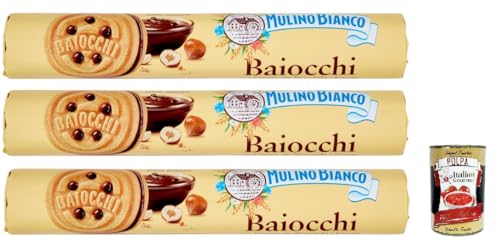 Mulino Bianco Baiocchi Biscotti Snack Farciti con Crema alla Nocciola e Cacao, Snack Kekse mit Haselnusscreme und Kakao gefüllt, 3x 168 g + Italian Gourmet polpa 400g Mulino Bianco Baiocchi Biscotti Snack Farciti con Crema alla Nocciola e Cacao, Snack Kekse mit Haselnusscreme und Kakao gefüllt, 3x 168 g + Italian Gourmet polpa 400g von Italian Gourmet E.R.