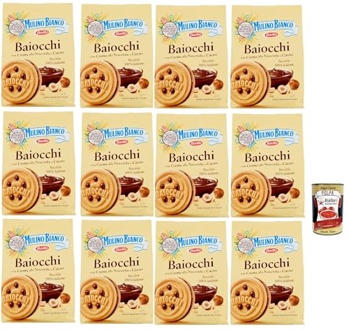 Mulino Bianco Baiocchi Kekse mit Haselnusscreme und Kakao zum Frühstück und süßer Snack für den Nachmittag 12x 260g + Italian gourmet polpa 400g Mulino Bianco Baiocchi Kekse mit Haselnusscreme und Kakao zum Frühstück und süßer Snack für den Nachmittag 12x 260g + Italian gourmet polpa 400g von Italian Gourmet E.R.