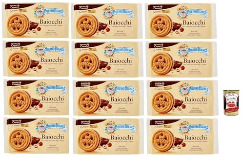 Mulino Bianco Baiocchi Kekse mit Haselnusscreme und Kakao zum Frühstück und süßer Snack für den Nachmittag 12x 336 g + Italian gourmet polpa 400g Mulino Bianco Baiocchi Kekse mit Haselnusscreme und Kakao zum Frühstück und süßer Snack für den Nachmittag 12x 336 g + Italian gourmet polpa 400g von Italian Gourmet E.R.