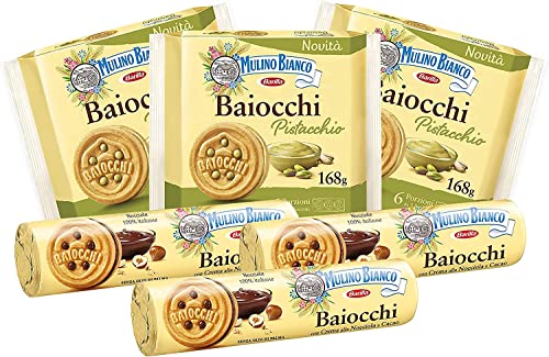 Mulino Bianco - Baiocchi Maxi Mix mit Packung Kakaokekse und Packung Pistazienkekse - 168 g Mulino Bianco - Baiocchi Maxi Mix mit Packung Kakaokekse und Packung Pistazienkekse - 168 g von Italian Gourmet E.R.