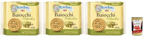 Mulino Bianco Baiocchi Pistacchio, Pistazienkekse, Pistaziengebäck, Kekse mit Pistazien und Mürbeteig, ideal für Frühstück oder Snack, Palmölfrei, 3x 168 g + Italian Gourmet polpa 400g Mulino Bianco Baiocchi Pistacchio, Pistazienkekse, Pistaziengebäck, Kekse mit Pistazien und Mürbeteig, ideal für Frühstück oder Snack, Palmölfrei, 3x 168 g + Italian Gourmet polpa 400g von Italian Gourmet E.R.
