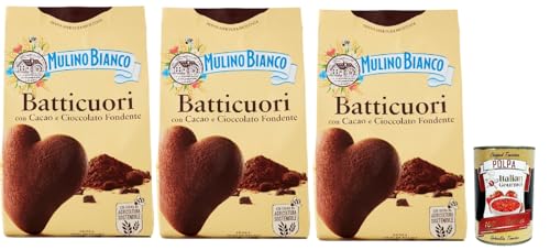 Mulino Bianco Batticuori Biscotti Con Cacao E Cioccolato, Kakao- und Schokoladenkekse, biscuits cookies, 3x 350g + Italian Gourmet polpa 400g Mulino Bianco Batticuori Biscotti Con Cacao E Cioccolato, Kakao- und Schokoladenkekse, biscuits cookies, 3x 350g + Italian Gourmet polpa 400g von Italian Gourmet E.R.