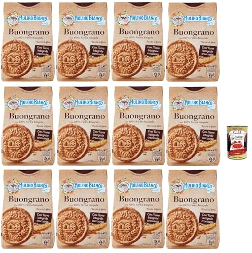 Mulino Bianco Biscotti Buongrano con 100% Farina Integrale, Kekse mit 100% vollem Mehl, Frühstück voller Faser und Geschmack, 12x 350 g + Italian Gourmet polpa 400g Mulino Bianco Biscotti Buongrano con 100% Farina Integrale, Kekse mit 100% vollem Mehl, Frühstück voller Faser und Geschmack, 12x 350 g + Italian Gourmet polpa 400g von Italian Gourmet E.R.