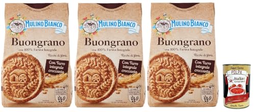 Mulino Bianco Biscotti Buongrano con 100% Farina Integrale, Kekse mit 100% vollem Mehl, Frühstück voller Faser und Geschmack, 3x 350 g + Italian Gourmet polpa 400g Mulino Bianco Biscotti Buongrano con 100% Farina Integrale, Kekse mit 100% vollem Mehl, Frühstück voller Faser und Geschmack, 3x 350 g + Italian Gourmet polpa 400g von Italian Gourmet E.R.