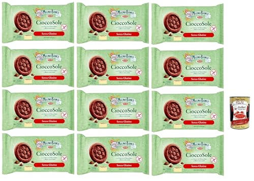 Mulino Bianco Biscotti Cioccosole, kekse mit Reis und Schokoladenchips, Gluten -freie , ideal zum Frühstück oder Snacks, biscuits ohne Palmöl, gluten free 12x 250 g + Italian Gourmet polpa 400g Mulino Bianco Biscotti Cioccosole, kekse mit Reis und Schokoladenchips, Gluten -freie , ideal zum Frühstück oder Snacks, biscuits ohne Palmöl, gluten free 12x 250 g + Italian Gourmet polpa 400g von Italian Gourmet E.R.