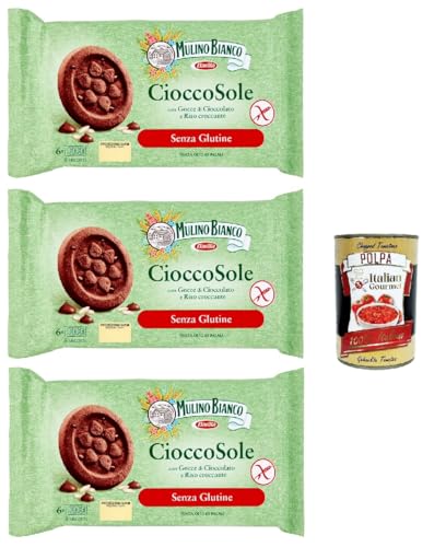 Mulino Bianco Biscotti Cioccosole, kekse mit Reis und Schokoladenchips, Gluten -freie , ideal zum Frühstück oder Snacks, biscuits ohne Palmöl, gluten free 3x 250 g + Italian Gourmet polpa 400g Mulino Bianco Biscotti Cioccosole, kekse mit Reis und Schokoladenchips, Gluten -freie , ideal zum Frühstück oder Snacks, biscuits ohne Palmöl, gluten free 3x 250 g + Italian Gourmet polpa 400g von Italian Gourmet E.R.