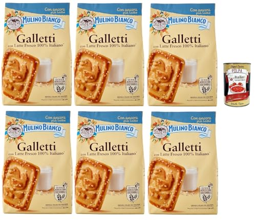 Mulino Bianco Biscotti Frollini Galletti, Kekse Mit frischer Milch 100% Italienisch, Ohne Palmöl, Frühstück voller Geschmack, 6x 350 g + Italian Gourmet polpa 400 g Mulino Bianco Biscotti Frollini Galletti, Kekse Mit frischer Milch 100% Italienisch, Ohne Palmöl, Frühstück voller Geschmack, 6x 350 g + Italian Gourmet polpa 400 g von Italian Gourmet E.R.