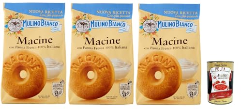 Mulino Bianco Biscotti Frollini Macine con Panna Fresca, Kekse mit frischen 100% italienischen Milch, Ohne Palmöl, Frühstück voller Geschmack, buscits cookies 3x 350 g + Italian Gourmet polpa 400 g Mulino Bianco Biscotti Frollini Macine con Panna Fresca, Kekse mit frischen 100% italienischen Milch, Ohne Palmöl, Frühstück voller Geschmack, buscits cookies 3x 350 g + Italian Gourmet polpa 400 g von Italian Gourmet E.R.