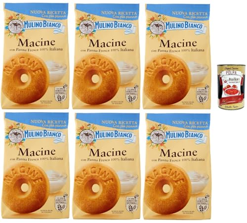 Mulino Bianco Biscotti Frollini Macine con Panna Fresca, Kekse mit frischen 100% italienischen Milch, Ohne Palmöl, Frühstück voller Geschmack, buscits cookies 6x 350 g + Italian Gourmet polpa 400 g Mulino Bianco Biscotti Frollini Macine con Panna Fresca, Kekse mit frischen 100% italienischen Milch, Ohne Palmöl, Frühstück voller Geschmack, buscits cookies 6x 350 g + Italian Gourmet polpa 400 g von Italian Gourmet E.R.