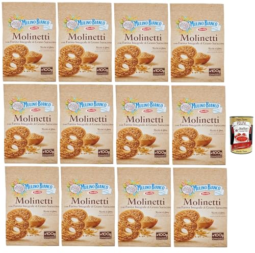Mulino Bianco Biscotti Frollini Molinetti con Grano Saraceno, 100% Farina Integrale, Kekse mit 100% vollem Mehl, Frühstück voller Faser und Geschmack, 12x 800 g + italian Gourmet polpa 400g Mulino Bianco Biscotti Frollini Molinetti con Grano Saraceno, 100% Farina Integrale, Kekse mit 100% vollem Mehl, Frühstück voller Faser und Geschmack, 12x 800 g + italian Gourmet polpa 400g von Italian Gourmet E.R.