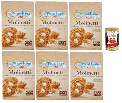 Mulino Bianco Biscotti Frollini Molinetti con Grano Saraceno, 100% Farina Integrale, Kekse mit 100% vollem Mehl, Frühstück voller Faser und Geschmack, 6x 800 g + italian Gourmet polpa 400g Mulino Bianco Biscotti Frollini Molinetti con Grano Saraceno, 100% Farina Integrale, Kekse mit 100% vollem Mehl, Frühstück voller Faser und Geschmack, 6x 800 g + italian Gourmet polpa 400g von Italian Gourmet E.R.
