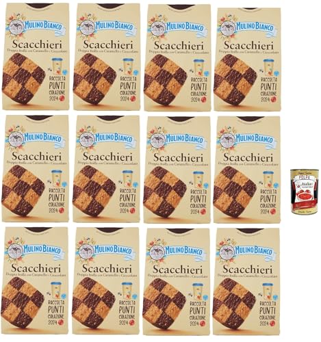 Mulino Bianco Biscotti Scacchieri Frolla con Caramello e Cioccolato, Kekse mit Karamell und Schokolade, biscuits cookies, 12x 300g + Italian Gourmet polpa 400g Mulino Bianco Biscotti Scacchieri Frolla con Caramello e Cioccolato, Kekse mit Karamell und Schokolade, biscuits cookies, 12x 300g + Italian Gourmet polpa 400g von Italian Gourmet E.R.