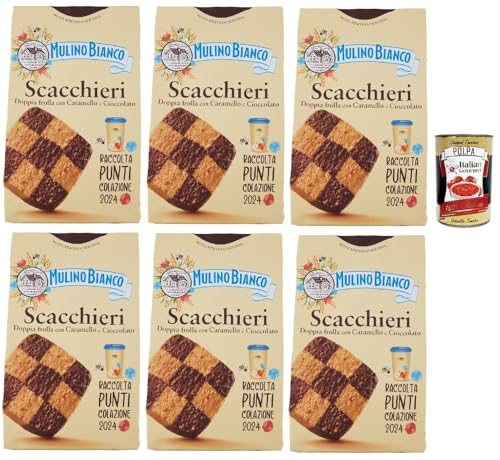 Mulino Bianco Biscotti Scacchieri Frolla con Caramello e Cioccolato, Kekse mit Karamell und Schokolade, biscuits cookies, 6x 300g + Italian Gourmet polpa 400g Mulino Bianco Biscotti Scacchieri Frolla con Caramello e Cioccolato, Kekse mit Karamell und Schokolade, biscuits cookies, 6x 300g + Italian Gourmet polpa 400g von Italian Gourmet E.R.