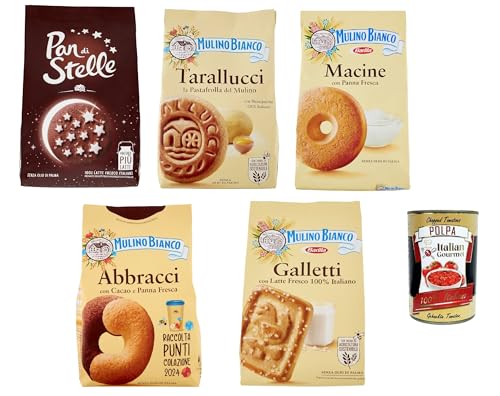 Mulino Bianco Biscotti Testpaket 5x 350g Italien kekse biscuits cookies kuchen, Frühstückskekse, Kakao -Keks Haselnüsse und 100% Frischmilch + Italian Gourmet polpa 400g Mulino Bianco Biscotti Testpaket 5x 350g Italien kekse biscuits cookies kuchen, Frühstückskekse, Kakao -Keks Haselnüsse und 100% Frischmilch + Italian Gourmet polpa 400g von Italian Gourmet E.R.