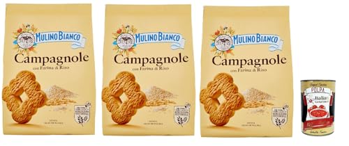 Mulino Bianco Campagnole Biscotti con Farina di Riso, Kekse mit Reismehl, biscuits cookies, 3x 700 g + Italian Gourmet polpa 400g Mulino Bianco Campagnole Biscotti con Farina di Riso, Kekse mit Reismehl, biscuits cookies, 3x 700 g + Italian Gourmet polpa 400g von Italian Gourmet E.R.