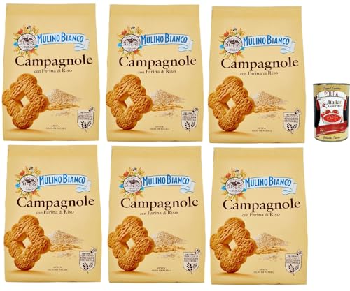 Mulino Bianco Campagnole Biscotti con Farina di Riso, Kekse mit Reismehl, biscuits cookies, 6x 700 g + Italian Gourmet polpa 400g Mulino Bianco Campagnole Biscotti con Farina di Riso, Kekse mit Reismehl, biscuits cookies, 6x 700 g + Italian Gourmet polpa 400g von Italian Gourmet E.R.