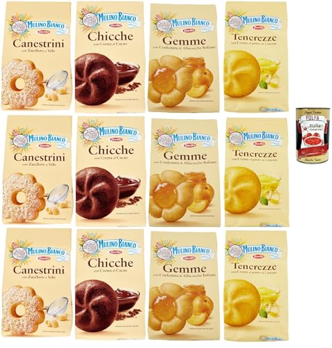 Mulino Bianco Canestrini, Chicche al cacao, Tenerezze limone, Gemme, Testpaket Biscotti, Kekse mit Zucker mit Eiszeit, Kekse mit Kakao, zitrone cookies biscuits, 12x 200g + Italian Gourmet polpa 400g Mulino Bianco Canestrini, Chicche al cacao, Tenerezze limone, Gemme, Testpaket Biscotti, Kekse mit Zucker mit Eiszeit, Kekse mit Kakao, zitrone cookies biscuits, 12x 200g + Italian Gourmet polpa 400g von Italian Gourmet E.R.